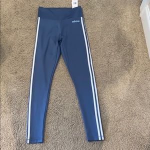 Adidas 3 stripe blue leggings size S